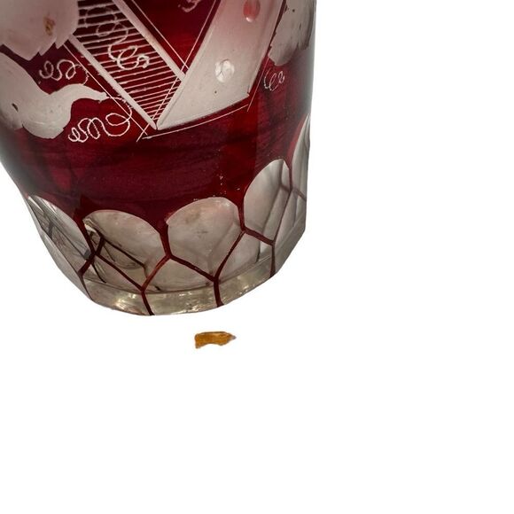 ANTIQUE Egermann Czech Bohemian Crystal Decanter INTAGLIO Cut To Clear Noveau - Picture 8 of 10